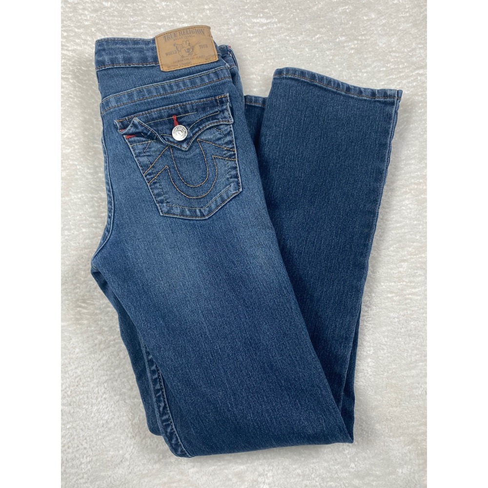 True Religion Youth Size 16 Blue Denim‎ Flap Pocket Bootcut Jeans Streetwear Y2